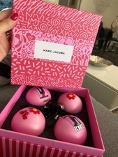 New Marc Jacobs Christmas Ornaments Set of 4 PinkKiki Boots Flower Holiday Boxed picture