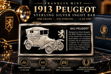 1913 Peugeot Franklin Mint Sterling Silver Ingot Bar 1000 Grains .925 ~2oz ASW picture