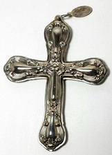 Beautiful GORHAM CHANTILLY Silverplated Cross Ornament Double Sided picture