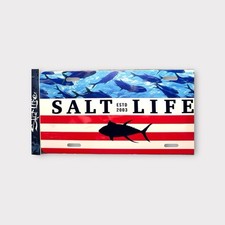 Salt Life Front License Plate Fishing Tuna ESTD 2003 Red White Blue Flag PVC New picture