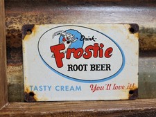 VINTAGE FROSTIE PORCELAIN SIGN ROOT BEER DOOR PUSH COLA SODA BEVERAGE POP DRINK picture