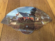 VINTAGE CORNO FEED ADVERTISING 3 PANE HAND FAN WALSHVILLE ELEVATOR HW EILERT picture