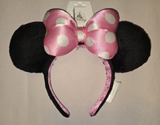 NEW 2026 Disney Parks Pink Bow with White Polka-Dots Minnie Ears Headband NWT picture