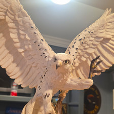 Eagle Bird Figurine Statue Sculpture with Spread Wings on Tree Branch Base picture