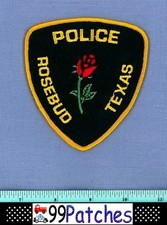 ROSEBUD TEXAS Police Shoulder Patch LONG STEM RED ROSE FLOWER 8I picture