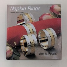 Wm A Rogers Napkin Rings Set of 4 Silverplate Brass Round Tarnish Resistant picture
