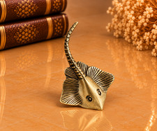 Mini Vintage Brass Stingray Statue Figurine Animal Collectible Stingray Sea Gift picture