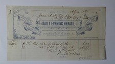 1882 Stockton San Joaquin CA Newspaper Daily Evening Herald Girl Fishin Billhead picture