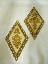 Vintage Homco Wall Plaques #'s 7224-26 Set of 2 Diamond Shape 1971 Made in USA picture