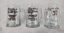 Lot (3) Vintage RARE Steak & Stein Clear Glass Mug Beer Stein Vernon B.C. Canada picture