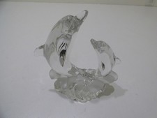 Lenox Fine Crystal Mom & Baby Dolphin On Waves Sculpture - Made In Germany. picture