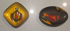 wonderful pair mid-century Miguel Pineda hand painted enamel copper plates picture