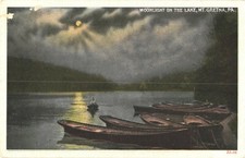 Mt Gretna PA Moonlight on the Lake Rowboats Undivided Back Postcard c1905 Posted picture