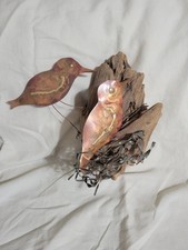 2 VNTG Copper Burds On A Piece of Driftwood Wall Decor 9 1/2