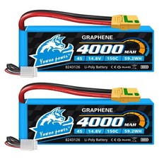 Yowoo 4S Lipo Battery 4000mAh 14.8V 150C Graphene Battery with Amass XT90S Anti- picture