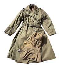 Vintage WWII 1944 US Army Officer OD-7 Field Overcoat 35R Wool Liner Hood picture