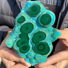 625g Natural Chrysocolla/Malachite Crystal Partially polished Gem Rough Specim picture