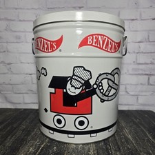 Vintage Benzel's Pretzel TinCan Altoona PA with Lid 10 X 11.5 picture