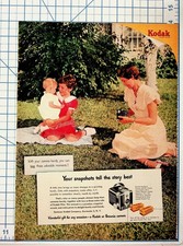 Vintage 1950s Kodak Brownie Hawkeye Camera Film Magazine Ad Family picture