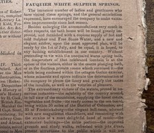 1839 Early Fauquier White Sulphur Springs Company Resort Newspaper Advertisement picture