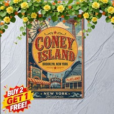 Historic Brooklyn Fair Sign Coney Island New York Carnival Metal Plaque picture