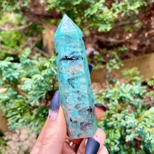 Natural Amazonite Point Obelisk Healing Crystal Wand Tower Mineral Specimen Gift picture