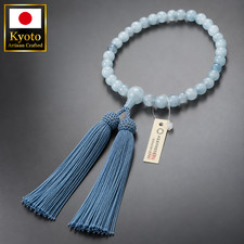 Japanese Buddhist Prayer Beads Blue Aquamarine Women Universal Kyoto Crafted picture