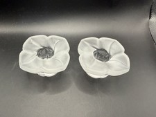 Vintage Crystal Frosted French Flower Glass Candle Holders 2pc 24%PBO picture