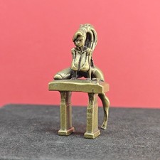 43mm Solid Brass Sexy High Ponytail Girl Plump Fat Beauty Body Statue Decoration picture