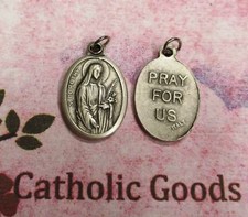 St. Saint Dorothy - Pray for Us - Italian Antique Silver-Tone OX 1 inch Medal  picture