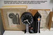 VINTAGE MASTERCRAFTERS ANIMATED LIGHTED HAPPY TIME HOBO CLOCK WITH ORIG. BOX picture