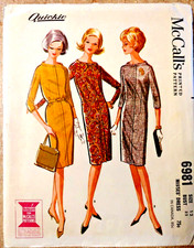 Vtg. 1963 McCalls #6981 Misses Slim Four Panel 3/4 sleeve Dress Sz 12 Bust 32 picture