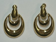 Napier Earrings Gold Tone Dangle Door Knocker Clip On Screw Adjustable, VTG picture