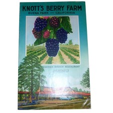 1954 Vintage Knotts Berry Farm Chicken Dinner Restaurant Menu Souvenir Guide Map picture