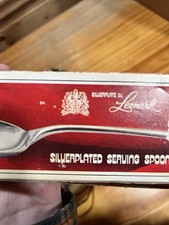 Leonard Serving Spoon Silverplate Shell Shape N8005 With Box  Unused picture