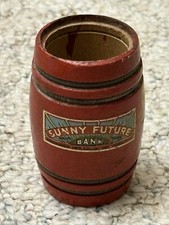 Vintage red wood Sunny Future bank Barrel picture