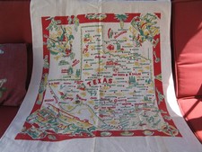 Vintage TEXAS Souvenir State Map Cloth Tablecloth  40