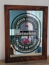 Vintage Heineken Lager Beer Mirror Bar Sign – Brewed in Holland – 11