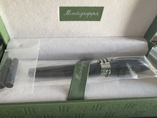 Montegrappa Fortuna Fountain Pen Black Resin Palladium Trim Fine F Nib Box picture