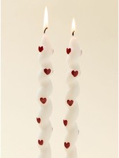 For Love & Lemons UO Twist Taper Candle Set | White + Red Hearts | Rare | NWT picture