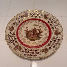Vintage Schwarzenhammer Bavaria Reticulated Plate - Romantic Courting Scene picture