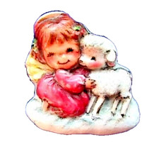RARE Hallmark PIN Christmas Vintage ANGEL Lamb MARY HAMILTON 1970 Brooch picture