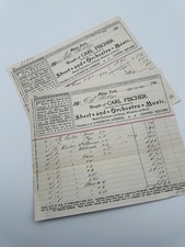 (2) 1900 New York Antique Billhead Musician Carl Fisher Invoice Musical Supplies picture