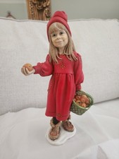 Vtg Norway Candy Design Girl Figurine Basket of Apples 5” Carl Larsson picture