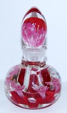 2003 JOE RICE ART GLASS PINK RED FLORAL CONTROLLED BUBBLES 6