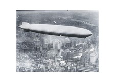 1928 Graf Zeppelin Dirigible Airship Over Philadelphia Glass Negative OOAK LZ 12 picture