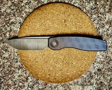 Custom anodized Ti EDC knife -Blue/purple milled Geo pattern- 2.95