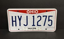 Ohio License Plate HYJ 1275 Expired Allen County Ohio Pride Craft Man Cave Decor picture