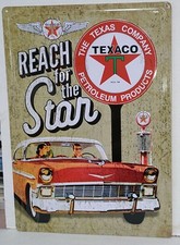 Texaco Petroleum Reach for the Star 1956 Chevrolet Gas Pump 12 x 17 Metal Sign picture