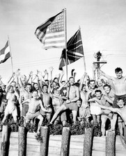 Allied POWs near Yokohama cheering their rescuers 8